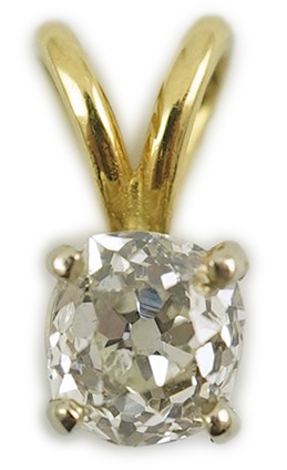 A gold and solitaire diamond set small pendant